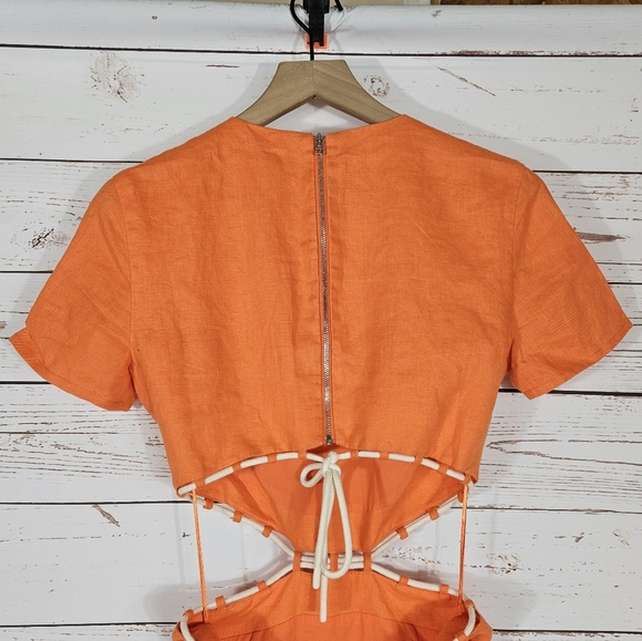 Staud | Matteo Orange Cutout Midi Dress NWT - Picture 8 of 10